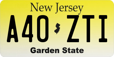 NJ license plate A40ZTI