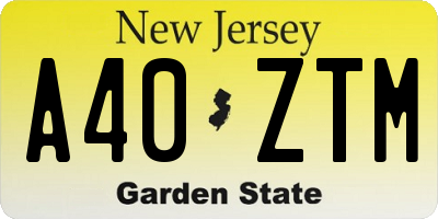 NJ license plate A40ZTM