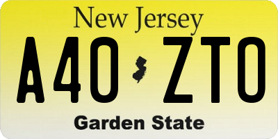 NJ license plate A40ZTO