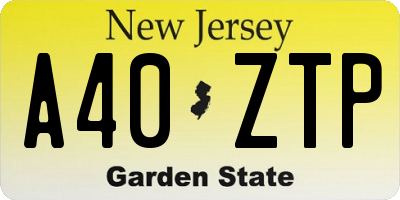 NJ license plate A40ZTP