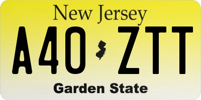 NJ license plate A40ZTT