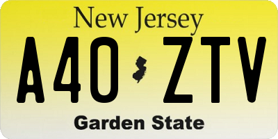 NJ license plate A40ZTV