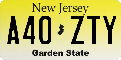 NJ license plate A40ZTY