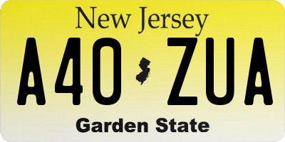 NJ license plate A40ZUA