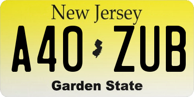 NJ license plate A40ZUB