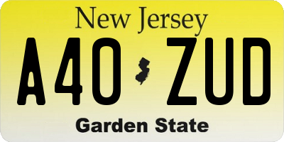 NJ license plate A40ZUD