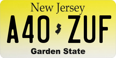 NJ license plate A40ZUF