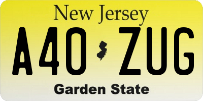 NJ license plate A40ZUG