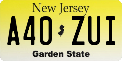NJ license plate A40ZUI