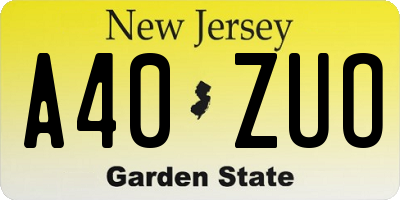 NJ license plate A40ZUO