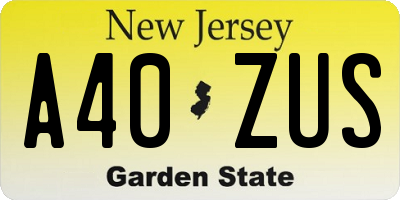 NJ license plate A40ZUS