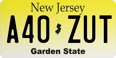 NJ license plate A40ZUT