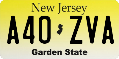 NJ license plate A40ZVA