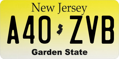 NJ license plate A40ZVB