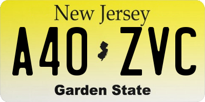 NJ license plate A40ZVC