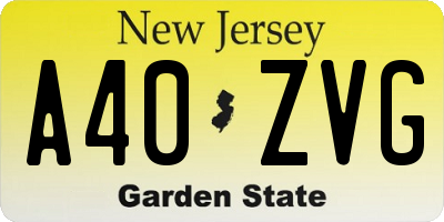 NJ license plate A40ZVG