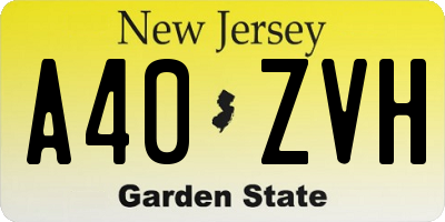 NJ license plate A40ZVH