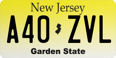 NJ license plate A40ZVL