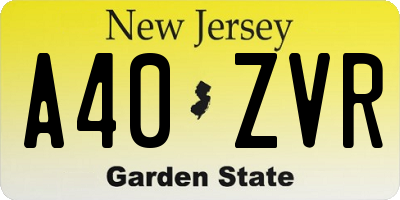NJ license plate A40ZVR