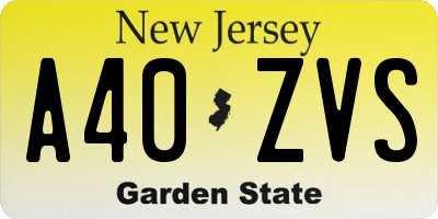 NJ license plate A40ZVS