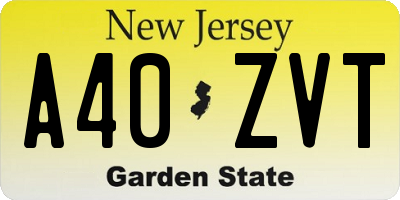 NJ license plate A40ZVT