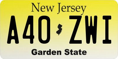 NJ license plate A40ZWI