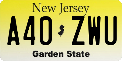 NJ license plate A40ZWU