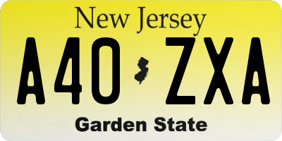 NJ license plate A40ZXA