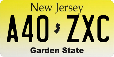 NJ license plate A40ZXC