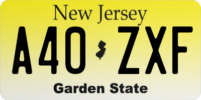 NJ license plate A40ZXF