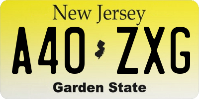 NJ license plate A40ZXG