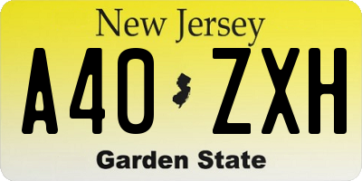 NJ license plate A40ZXH