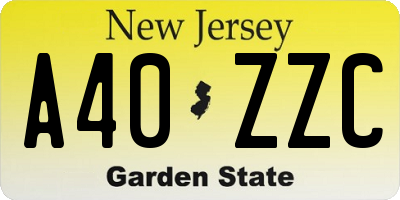 NJ license plate A40ZZC