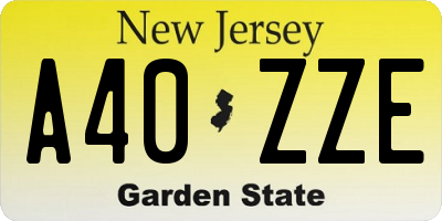 NJ license plate A40ZZE