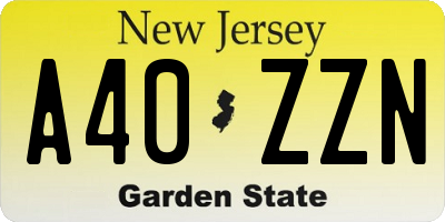 NJ license plate A40ZZN