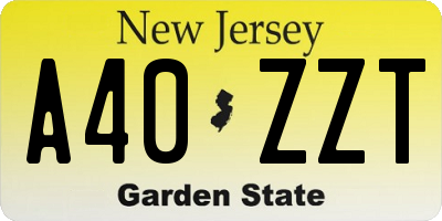 NJ license plate A40ZZT