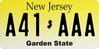 NJ license plate A41AAA