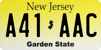 NJ license plate A41AAC