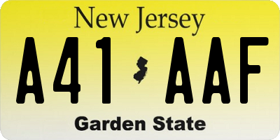 NJ license plate A41AAF