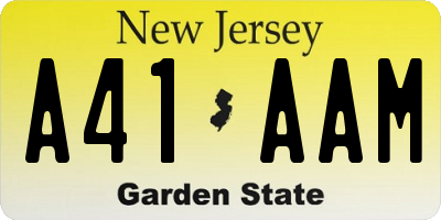 NJ license plate A41AAM