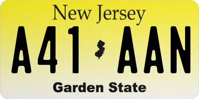 NJ license plate A41AAN