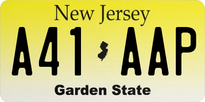 NJ license plate A41AAP
