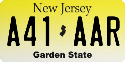 NJ license plate A41AAR