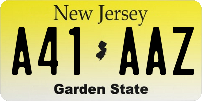 NJ license plate A41AAZ