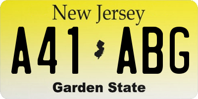 NJ license plate A41ABG