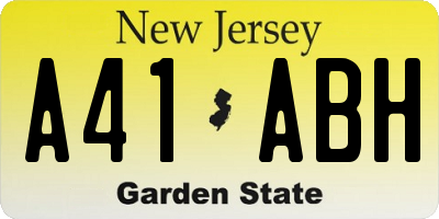NJ license plate A41ABH