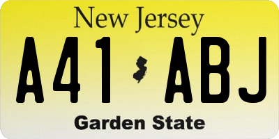 NJ license plate A41ABJ