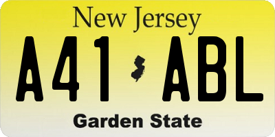 NJ license plate A41ABL