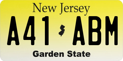 NJ license plate A41ABM