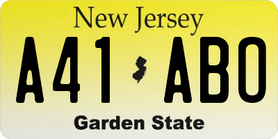 NJ license plate A41ABO